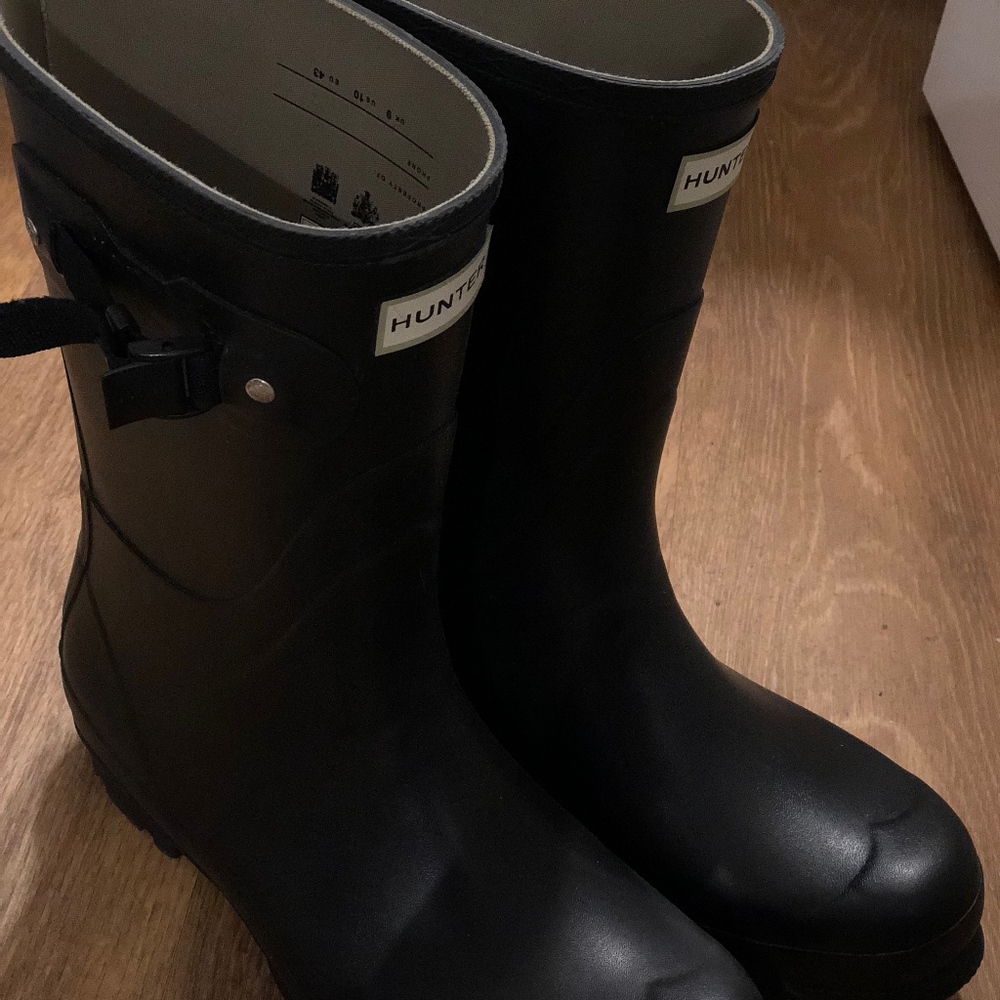 Men's Hunter Short Black Rain Boot size 10